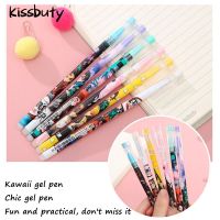 6Pcs Anime Demon Kamado Tanjirou Cute Erasable Gel Pen Blue ink Neutral Kawaii kids Gel Pens Stationery Slayer Kimetsu No Yaiba