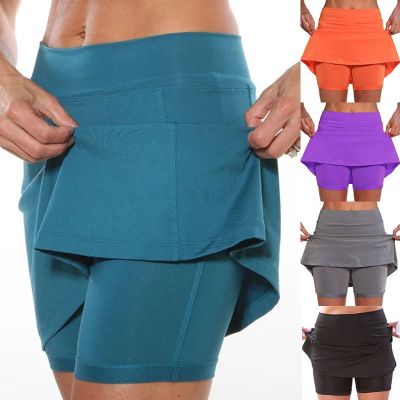 5Colors Womens Fashion Solid Color Running Skirt with Pockets Tennis Golf Sports Hot Workout Shorts Gym Skirt S-5XL