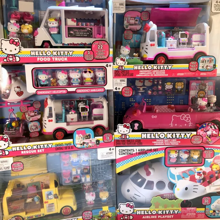 Girl play house toy Hello kitty Hello Kitty Rescue Car Helicopter Ambulance School Bus KT Cat