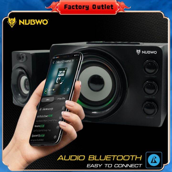 Nubwo Bluetooth speaker 2.1ch good sound led RGB wireless via mobile by