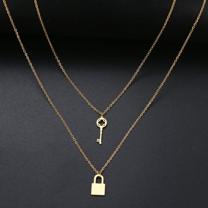 Punk Chain with Lock Necklace for Women Men Padlock Pendant