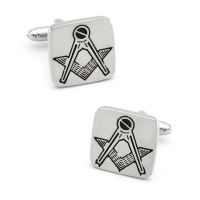 【In-Stock】 Gift Pop Freemaons Cuff Links สำหรับผู้ชาย Maons Design วัสดุทองเหลืองคุณภาพกระดุมข้อมือสีเงินขายส่งและขายปลีก