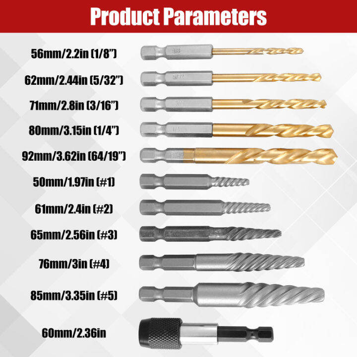 ชุดแยกสลักเกลียวก้านหกเหลี่ยมชุดเหล็กคาร์บอนอุปกรณ์ถอนสกรู11ชิ้นถอดออกง่ายหัวถอดน็อตเกลียวเสียหายหัวถอดน็อตเกลียวชุดกล่องเครื่องมือชุดกล่องเครื่องมือแช่แข็งหัวถอดน็อตเกลียวชุดกล่องเครื่องมือ