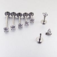 1 Piece 16G 4mm Stainless Steel Internally Threaded Prong Gem Labret Lip piercing Zircon labret ring Tragus Earring Body Jewelry Body jewellery