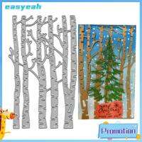 EASYEAH 1pcs 15x9.2cm ฤดูหนาวตัดตาย โลหะสำหรับตกแต่ง เงินสีเงิน ต้นไม้ตัดตาย เครื่องมือลายนูน ตอไม้ต้นไม้ แม่พิมพ์ตัดโลหะ การ์ดดีไอวาย