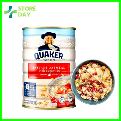 เควกเกอร์ ข้าวโอ๊ต ปรุงสำเร็จ กระป๋องใหญ่ 800 กรัม  Quaker Oatmeal Quick 1 กระป๋องใหญ่ เหมาะสำหรับเด็กอายุ 6 เดือนขึ้นไปถึงผู้ใหญ่