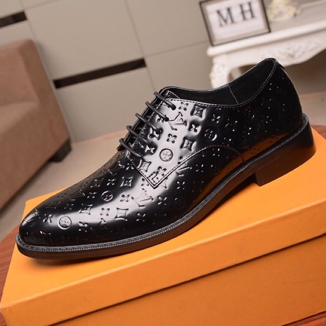 [Highend Gift BOX] LV 2022 men business leather shoes classic embossed