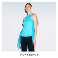 VICKTEERUT (ราคาปกติ 5,250-.) Jersey Tank with Silk  Backเสื้อกล้ามเจอร์ซีย์ ตัดต่อไหมชีฟอง DRY CLEAN ONLY