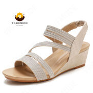 Slingback Xăng Đan Đế Xuồng Giày La Mã Dây Thun Mềm Xăng Đan Nữ Hở Ngón