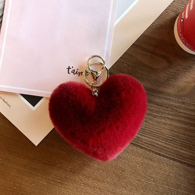 【YF】✎۞☏  Fluffy Pompom Car Keychain Imitation Fur Poms Pendant Keyring Holder Gifts