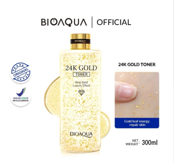 BIOAQUA 24K Gold Toner 300ml Real Gold Luxury Effect | Lazada Indonesia