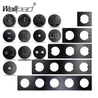 Wallpad L6 Black Brushed Aluminum Wall Switch EU French Socket USB Charger RJ45 CAT6 HDMI Audio Modules DIY Free Combination Power Points  Switches Sa