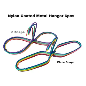 Ready Stock Malaysia】10pcs Nylon Coated Metal Hanger 8 Shape Hanger /  Drying Clothes Hanger / Penyangkut Baju Besi