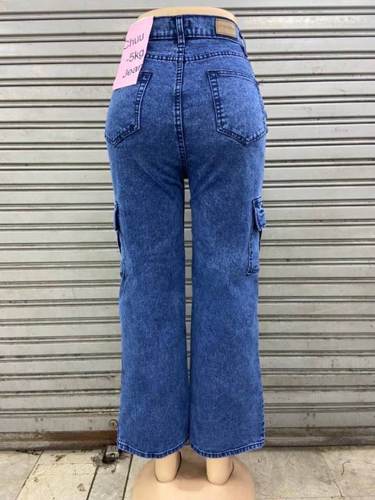 กางเกงยีนส์ขากระบอกผ้ายืดเอวสูงสาวอวบแมทง่ายกางเกงยีนส์ไซส์ใหญ่-กางเกงยีนส์บิ๊กไซส์-34-44-2xl-7xl