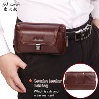 PI UNClE Brand 2022 New Style Genuine Leather Waist Fanny Pack Male Belt Bag Phone Pouch Bags Travel Vintage Cowhide Waist Packs Male Small Waist Bag Real Leather 6.5" Cell Phone Pouch Hip Bum Bag Waist Hook Bag Mobile Phone Pouch Horizontal And Vertical