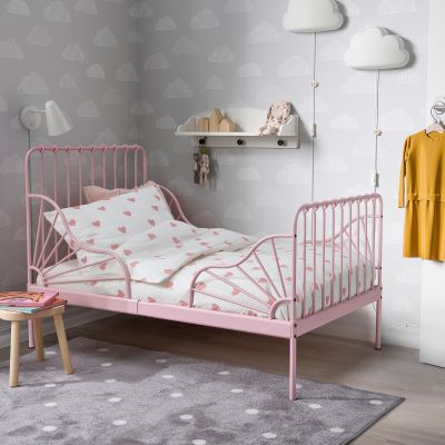 โปร ดี๊ ดี !!  เตียงเด็ก เตียงเสริมลูก MINNEN มินเน่น โครงเตียงขยาย+พื้นระแนง, ชมพูอ่อน 80x200 ซม. เตียง เด็ก IKEA