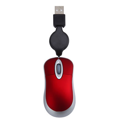 Mini USB Wired Mouse Retractable Cable Tiny Small Mouse 1600 DPI Optical Compact Travel Mice for Windows 98 2000 XP Vista Ve