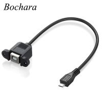 Bochara 30cm Micro USB 2.0 Male to Type B Female Printer Extension Cable With Panel Mount Screw Hole