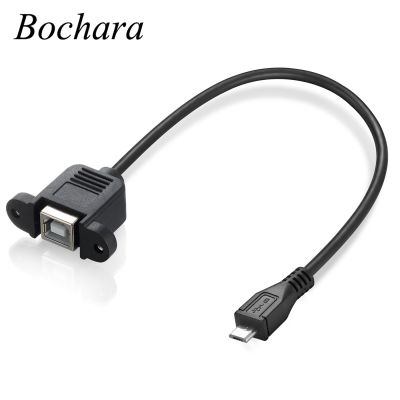 Bochara USB 2.0 Type B Male untuk Type B Perempuan Kabel Ekstensi Printer dengan PANEL MOUNT Lubang Sekrup 30 Cm 50 Cm 100 Cm