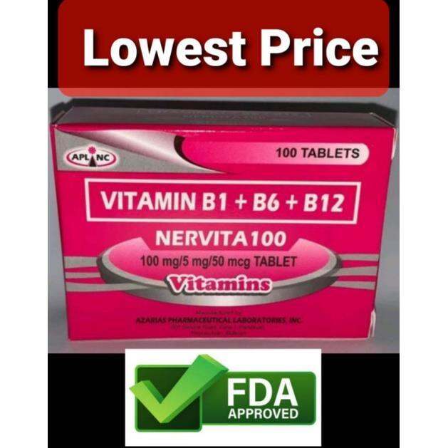 [Quality assurance] Nervita 100 Vitamin B Complex B1 B6 B12. 100