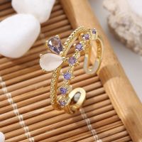 [COD] European and style fashion popular ring female copper-plated 18K gold open double adjustable tide