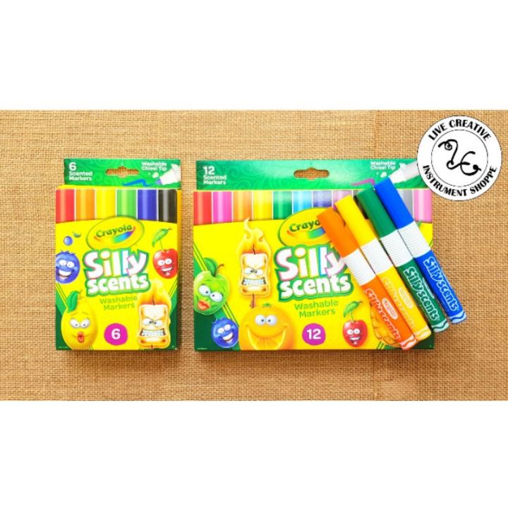 Crayola Silly Scents Scented Markers, Washable, Chisel Tip - 12 scented markers