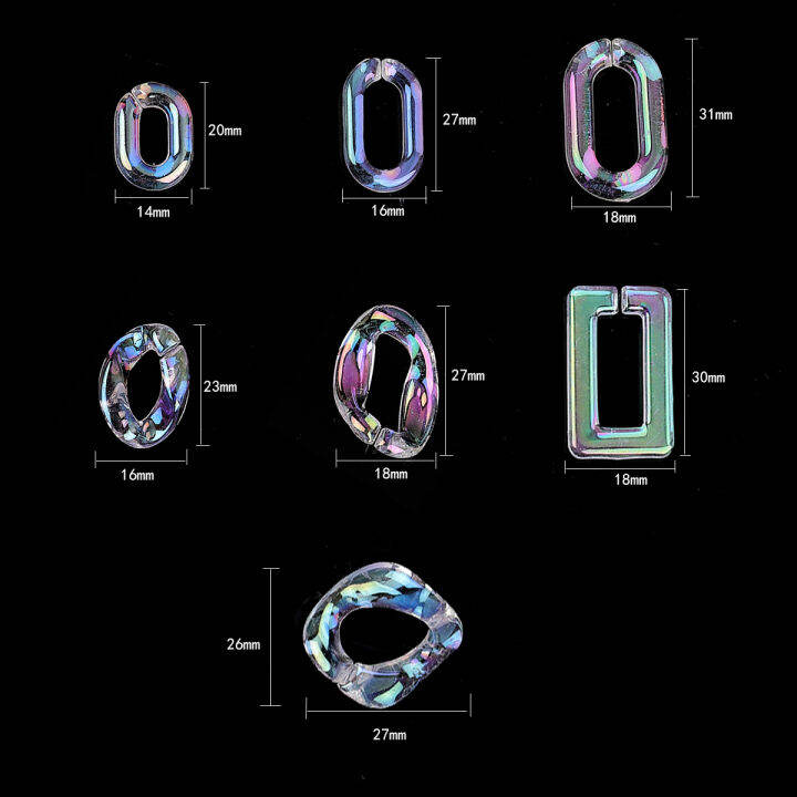 10-15ชิ้นใสสีอะคริลิแบนบิดรูปไข่แหวนปรับขนาดได้ขั้วต่อลูกปัดเชื่อมโยงห่วงโซ่สำหรับสร้อยคอสร้อยข้อมือต่างหูกิ๊ฟติดผมทำ