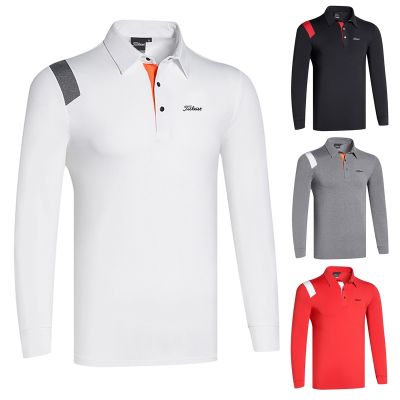 Golf clothing mens loose ball clothing long-sleeved T-shirt sports quick-drying breathable sweat-absorbing polo shirt Malbon Amazingcre PXG1 PING1 G4 W.ANGLE SOUTHCAPE Castelbajac☊✈۩