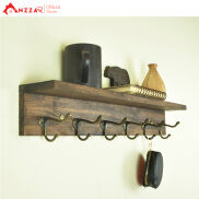 Móc gỗ treo quần áo gắn tường nhiều kích thước màu nâu rustic