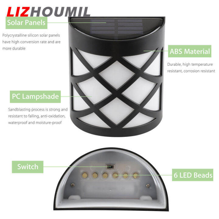 lizhoumil-ไฟแสงอาทิตย์ไฟ-led-6ดวงประหยัดพลังงาน-โคมไฟเปิด-ปิดอัตโนมัติสำหรับตกแต่งกลางแจ้งโคมไฟดอกไม้ลานบ้านสวนรั้วดาดฟ้าบันได