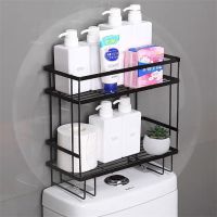 Bathroom Above The Toilet Rack Bathroom Wall Hanging Multi-function Punch-free Vanity Toilet Storage Shelf Double Layers Rack