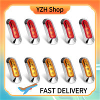 YZH Shop ไฟเครื่องหมายไฟ Led ด้านข้าง10ชิ้นสำหรับรถพ่วงรถบรรทุก10-30โวลต์4LED เครื่องหมายด้านข้างไฟท้ายอุปกรณ์ตกแต่งรถยนต์