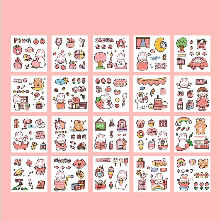 Sticker hình dán cute dễ thương trang trí vở sổ tay bình nước mũ ...