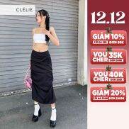 Chân váy xẻ tà dài xếp li MENA SKIRT - CLÉLIE