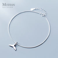 Modian Simple Cute Mermaid Tail Anklet for Women Fashion 925 Sterling Silver Link Chain Animal Anklet Fine Jewelry Girl Gift