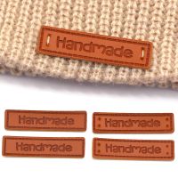 50Pcs 40x11mm Handmade Leather Tags Rectangle PU Knitting Label On The Hat Handmade Logo Labels DIY Crafts Sewing Materials Stickers Labels