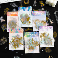 Foil Laser Gold PET Lace Hollow Stickers Handbook Diary Decoration Diy Decoration Stickers For Stationery Planner Stickers