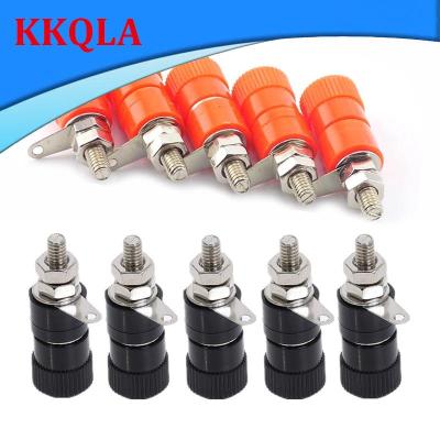 QKKQLA 4mm Red&amp;Black Banana Socket Professional Binding Post Mount Plug Jack Amplifier Terminal Connector Nickel Plated