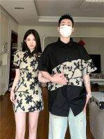 ♦﹍✶ Niche design sense couple outfit summer Korean version short-sleeved T-shirt womens cheongsam dress French one skirt one clothes ins fashion