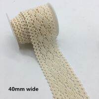 [HOT!] 2 Yards/lot 40mm Wide Apparel Sewing Fabric Trim Cotton Crocheted Lace Fabric Ribbon Handmade Accessories FF11