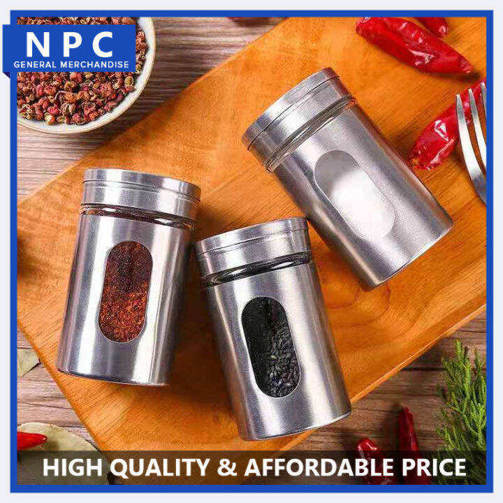 Adjustable Seasoning Shaker Glass Spice Jars 100ml Stainless Steel