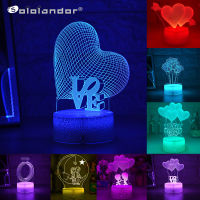 3D LED Night Light Love Series 16-color Night Light (Battery Box + USB) Dual power night light for indoor Christmas and wedding