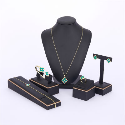 2021 Feb wedding gold Clover jewelry set for women crystal beads fashion jewelry set copper high quality jewelry set