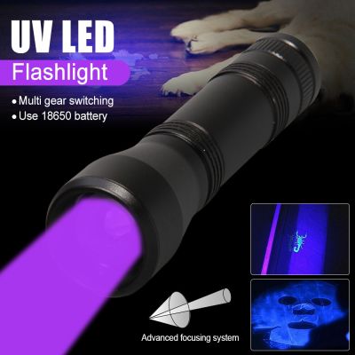 VASTFIRE 395nm LED UV Flashlight 1 Mode Ultraviolet Torch Purple Light Rechargeable Zoom Black Light Pet Urine Stains Detector Rechargeable Flashlight
