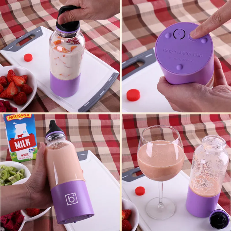 500ml Portable Juicer Cup USB Rechargeable Electric Automatic Bingo Ve