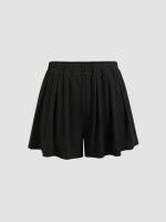 Cider K-POP Solid Elastic Waist Wide Leg Shorts กางเกงขาสั้นผู้หญิง กางเกงแฟชั่นผู้หญิง เอวยางยืด ลุคสตรีท