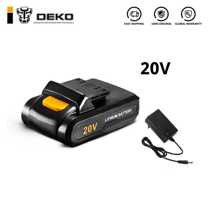 DEKO 20V Lithium Ion B attery Pack with Charger for Sharker 20V