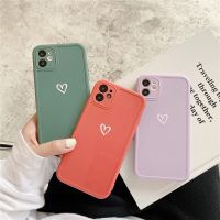 [Fast]ลายรักรูปหัวใจสีขาวสีทึบสำหรับ iPhone 14 13 12 11 Pro Max 14Plus X XR XS 7 8 Plus นิ่ม TPU ฝาหลังกันกระแทก