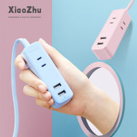 XiaoZhubangchu ซ็อกเก็ตสองขาแถบปลั๊กหัวแบนอินพร้อมปลั๊กอิน USB ซ็อกเก็ตแบบพกพาบอร์ดขนาดเล็กเต้ารับสำหรับการเดินทางปลั๊กแถวขนาดเล็ก