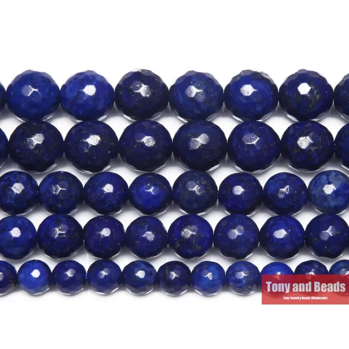 【♘COD Free Cas♘】 yuyongqing 9th หินธรรมชาติขนาด15 "สายคล้องแว่นตาลูกปัดเจียระไน Lapis Lazuli ขนาด15" เส้นใย4 6 8 10 12มม. เลือกขนาด